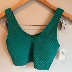NWT Aerie Teal Ribbed Padded Cropped Tank Top‎ Size Medium